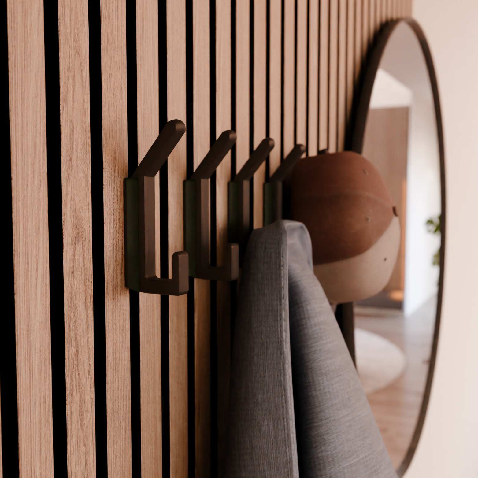 NEU! Garderobenhaken mit quadratischem Design für Akustikpaneele - Montageart: Wandclip