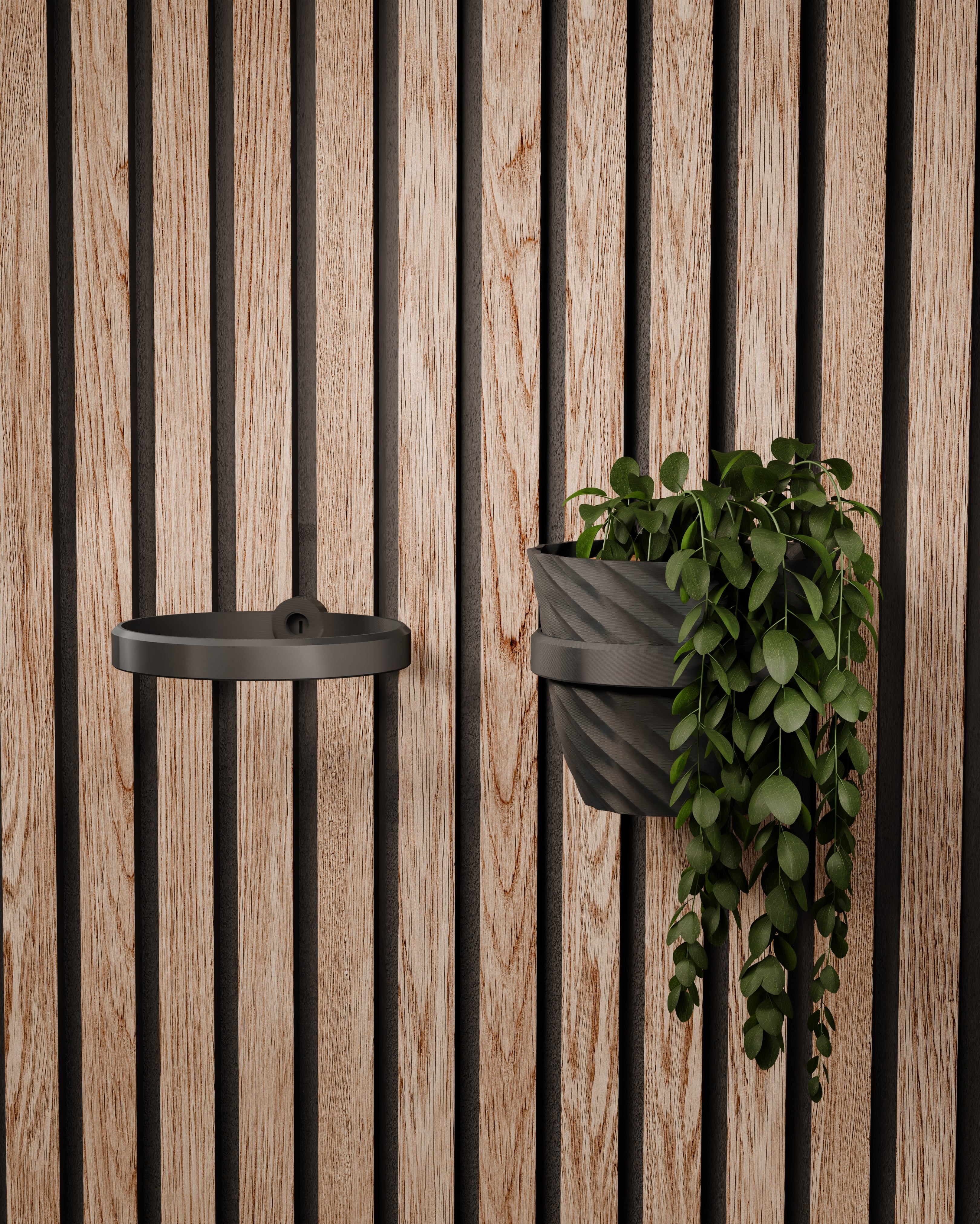 Plant Holder/Ring for Acoustic Panels - Installation Type: Wall Clip