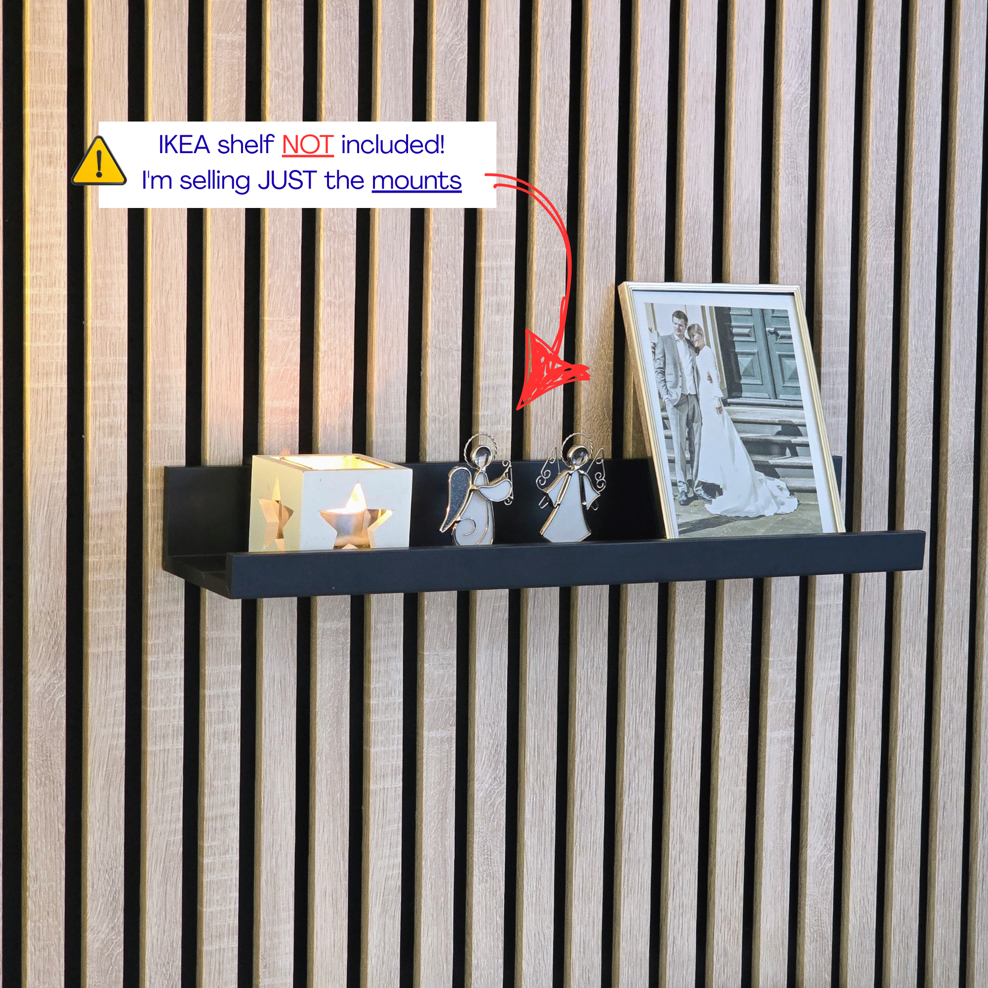 Regalträger für IKEA MOSSLANDA Bilderleiste - Montageart: Wandclip