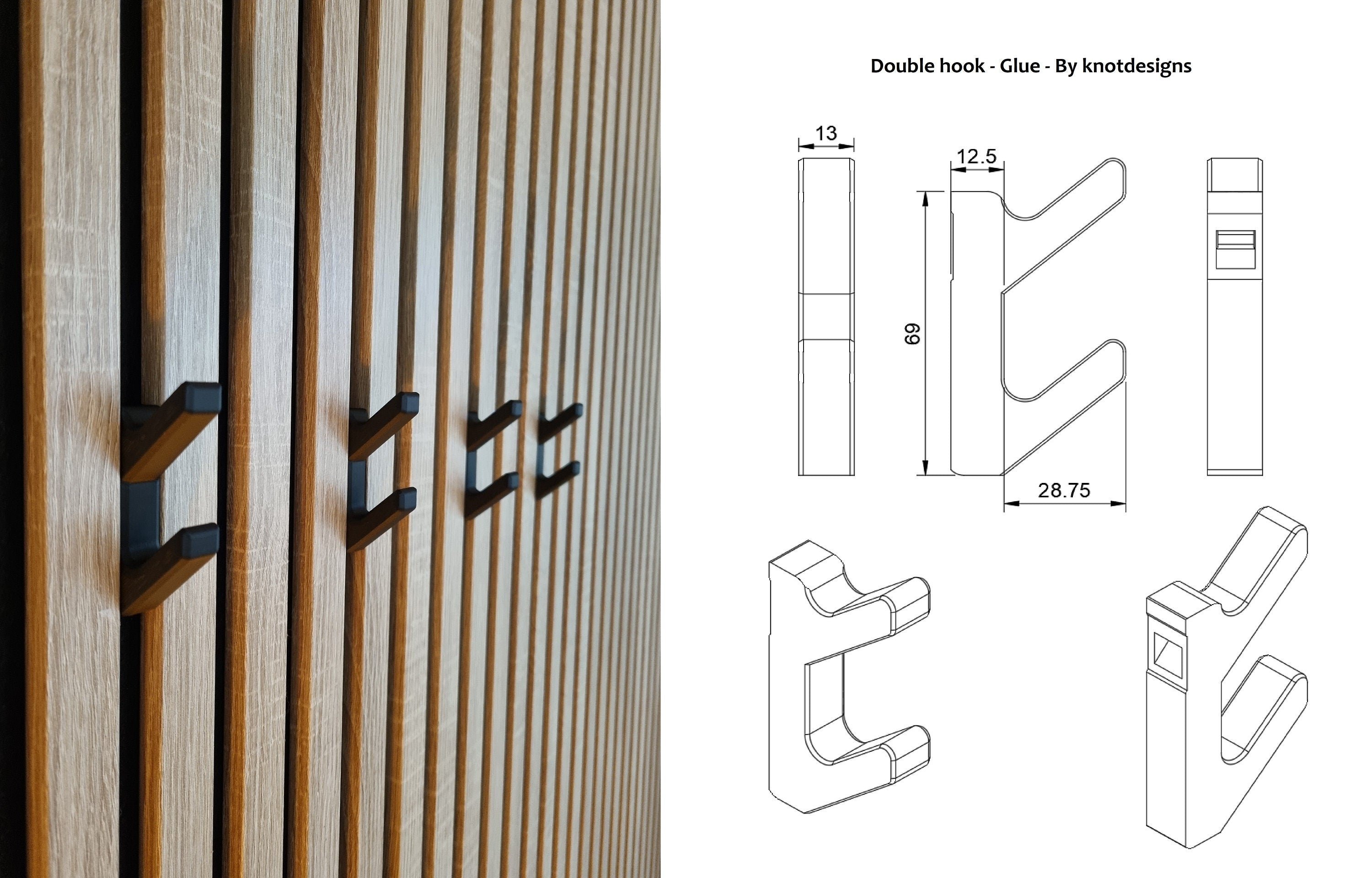 Double Hook for Acoustic Panels - Installation Type: Wall Clip