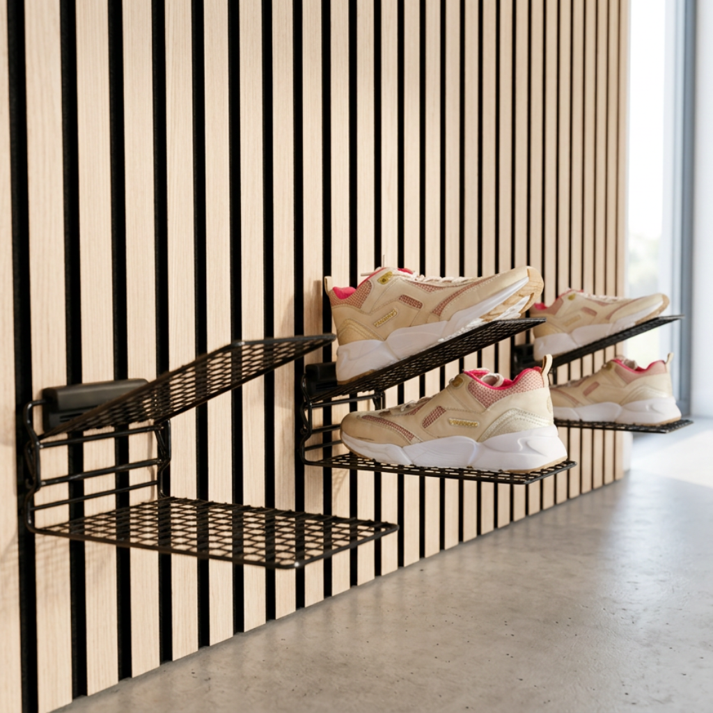 Akustikpaneelhalterung für IKEA SKOSTALL Schuhregal – Montageart: Wandclip