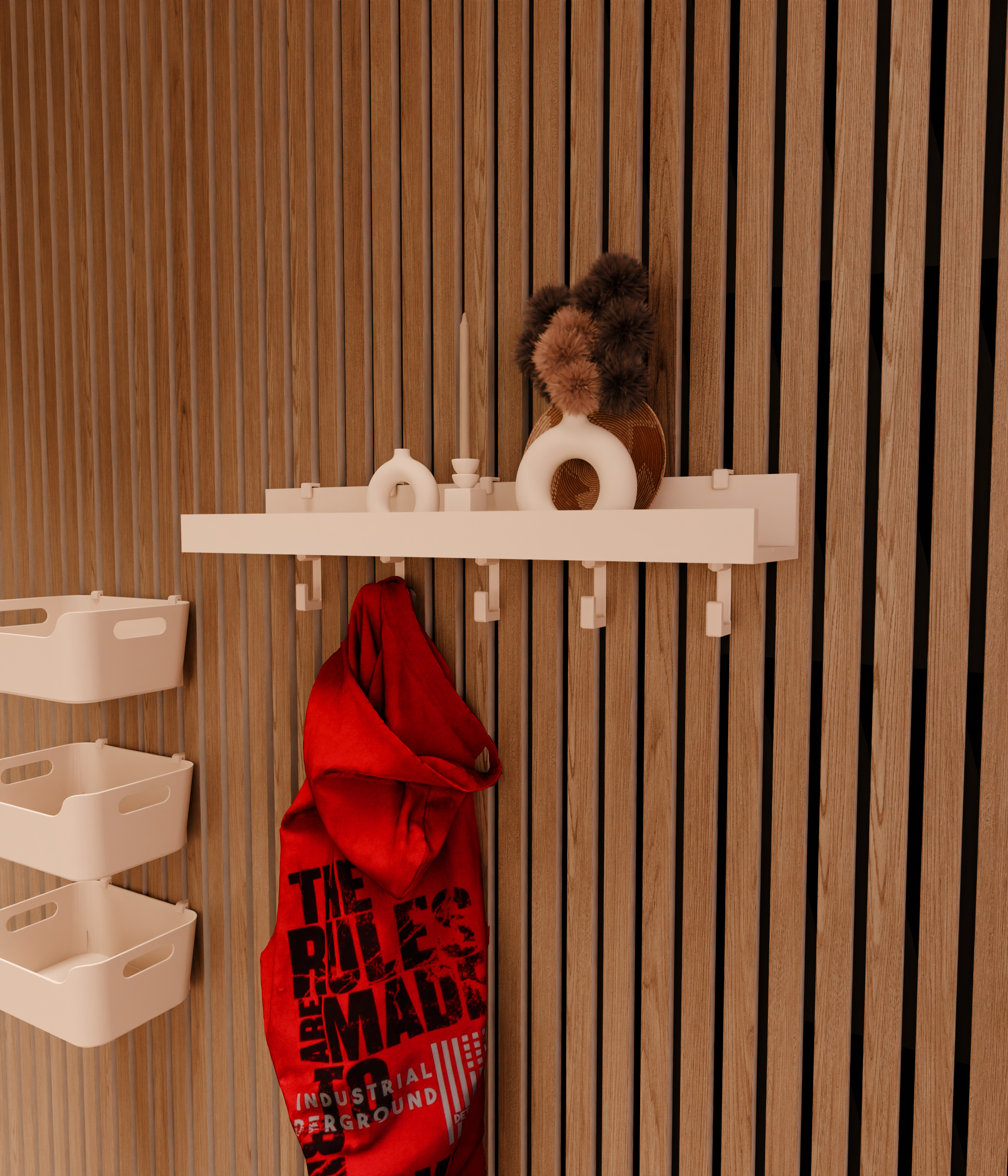 Akoestische paneelplankbeugels en kledinghaken voor IKEA MOSSLANDA Picture Ledge (niet inbegrepen) - Installatietype: Muurklem