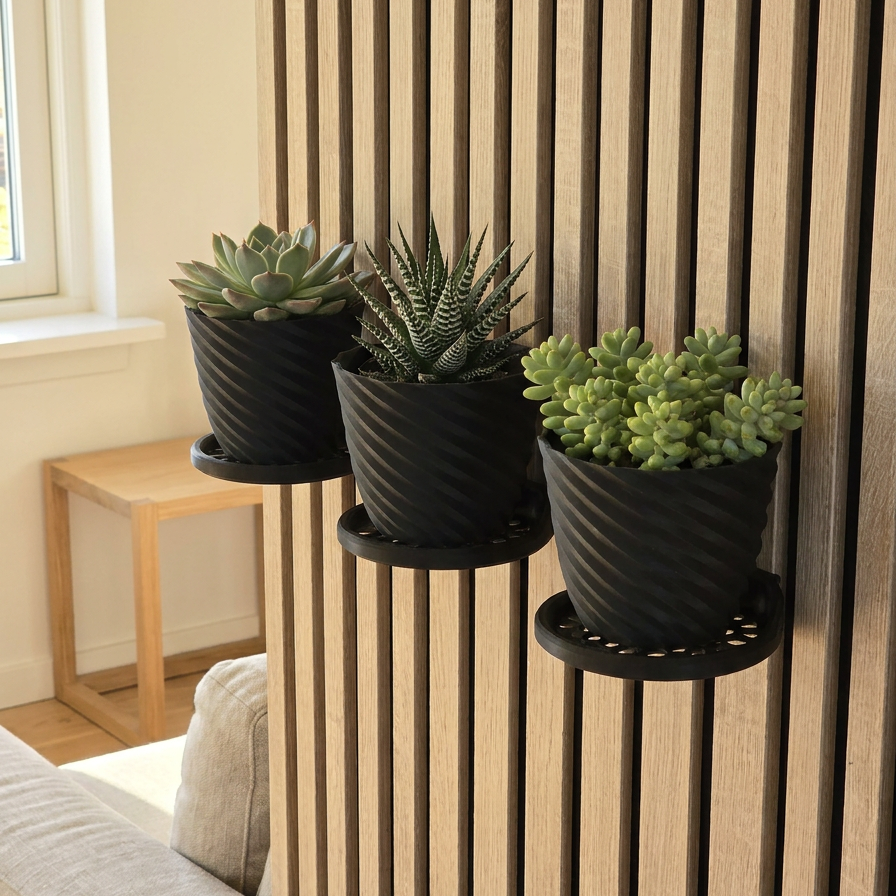 Round Tray/Shelf for Acoustic Panels - Installation type: Wall Clip
