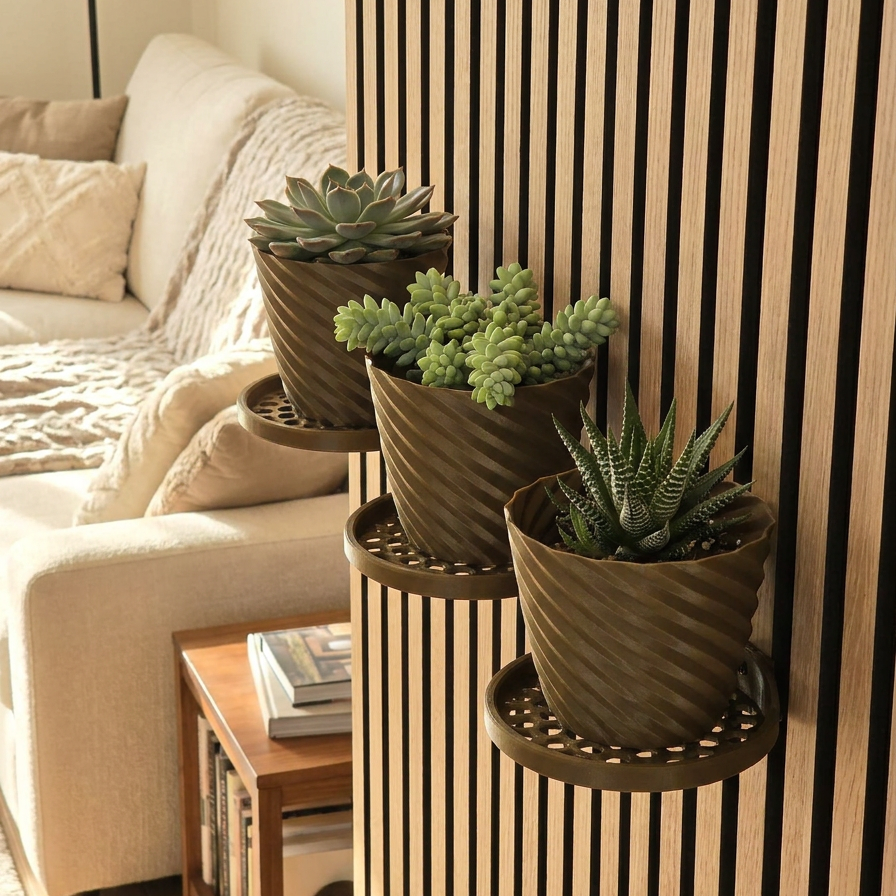 Round Tray/Shelf for Acoustic Panels - Installation type: Wall Clip